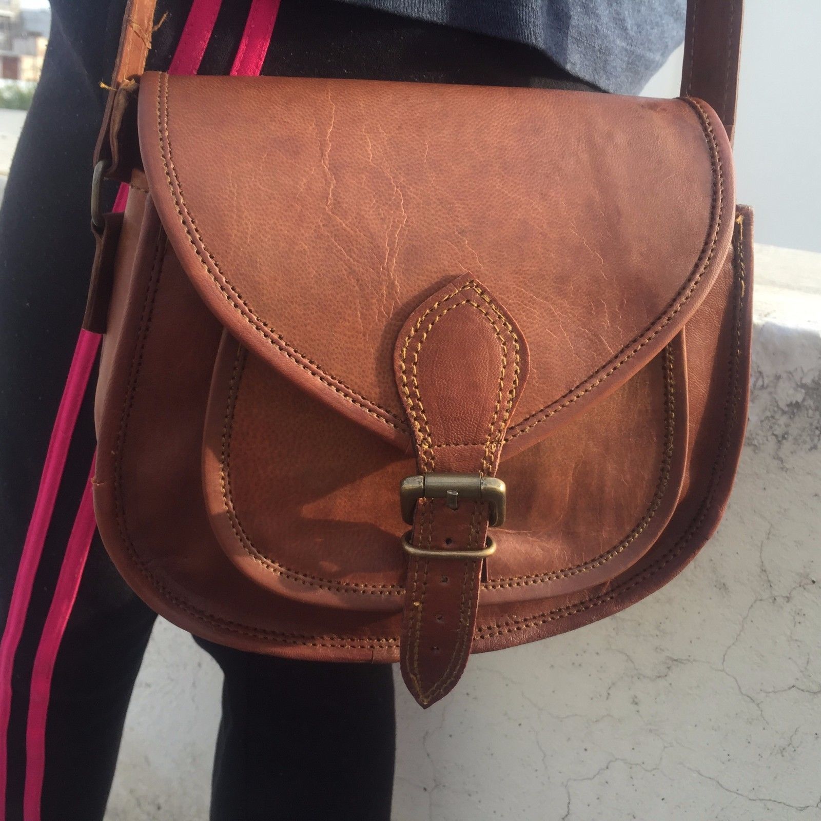 Indian Leather Ladies Handbag Brown Soft Leather Small Shoulder Hand ...