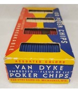 Vintage Van Dyke Noiseless Poker Chips Embossed Fleur De Lis Milwaukee WI. - $14.65