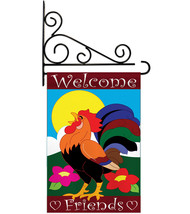 Welcome Friends Rooster - Applique Decorative Metal Fansy Wall Bracket Garden Fl - $29.97