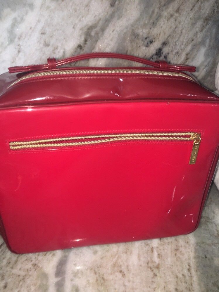 Extra Large Estee Lauder Red Makeup Bag Cosmetic Case Soft Sided Travel