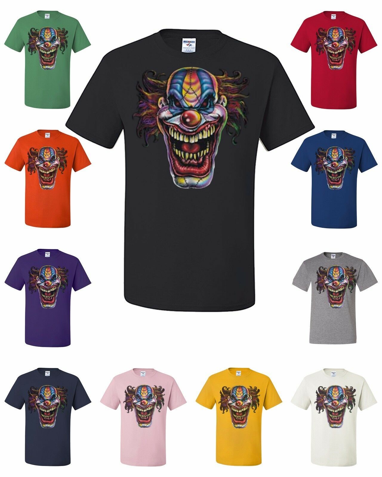Evil Mad Clown Face T-Shirt Scary Horror Crazy Insane Joker Tee Shirt Halloween