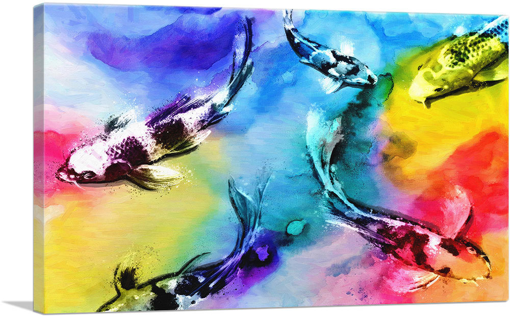 Primary image for ARTCANVAS Colorful Koi Carp Japan Asia China Fish Canvas Art Print