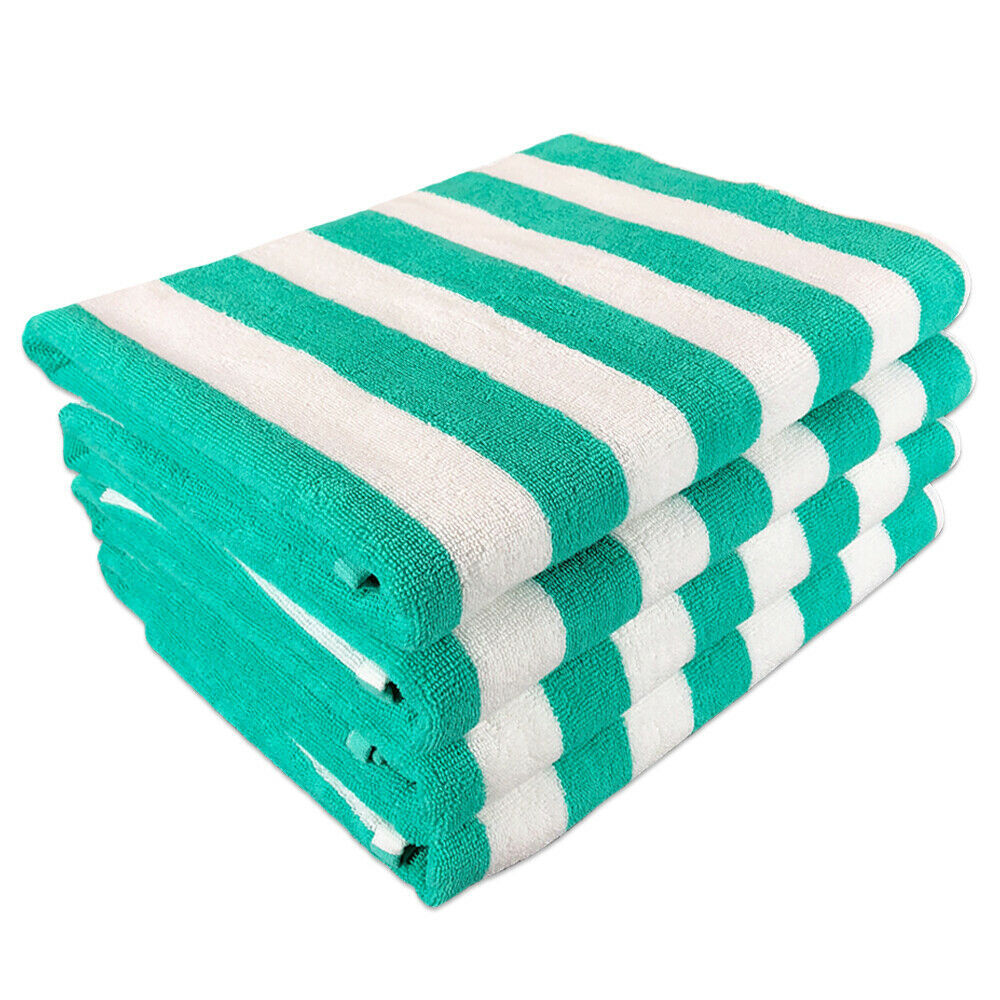 4 Pack of Striped Cabana Beach Towels 30x70 Perfect Pool Towel