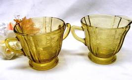 3389 Vintage Federal Glass Amber Recollection Cream Sugar Set - $14.00