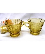 3389 Vintage Federal Glass Amber Recollection Cream Sugar Set - $14.00