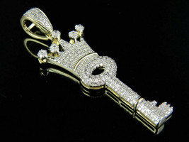 1Ct Round Cut Diamond Majestic Key Crowned Pendant 18&quot;Chain 925 Starling... - $225.00