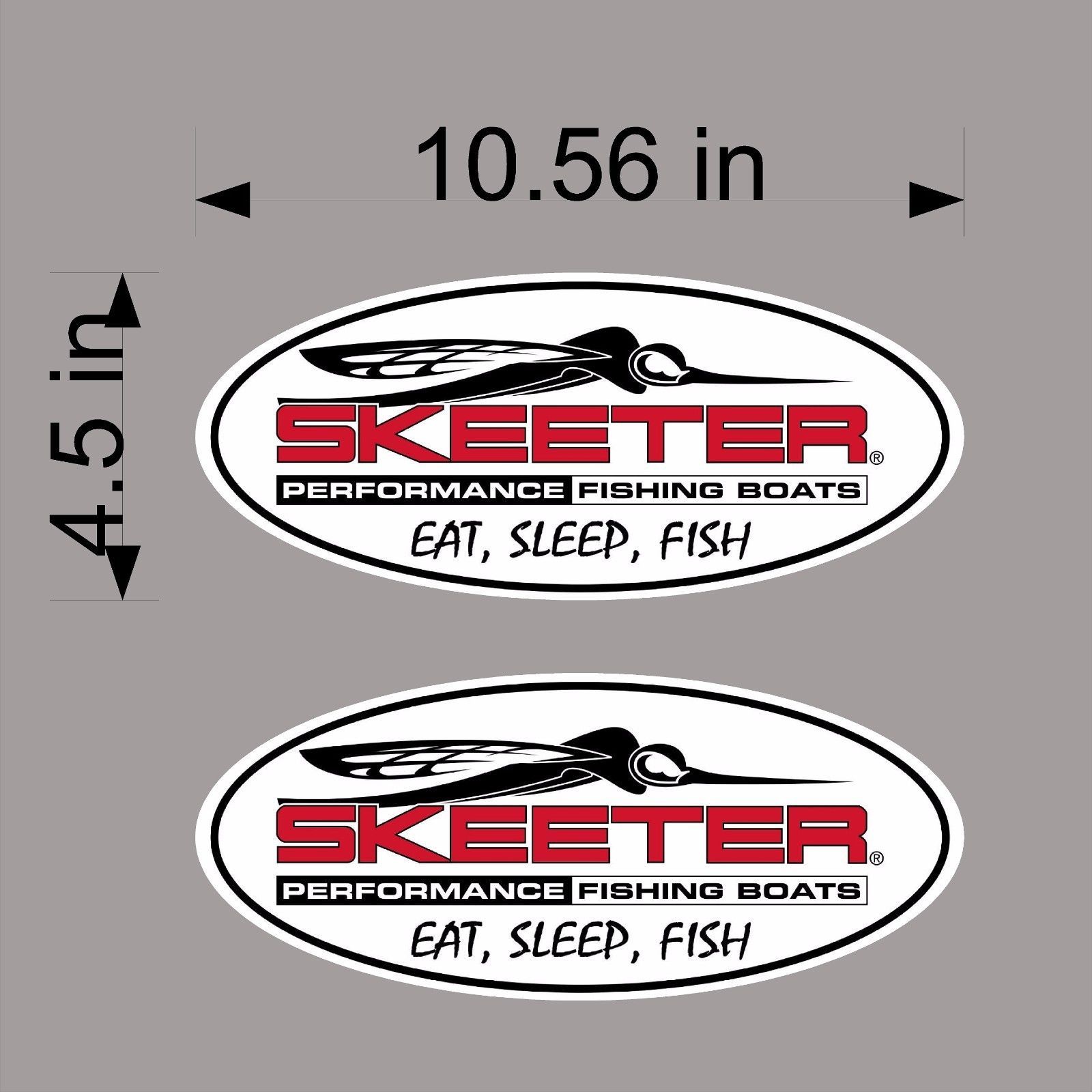 SKEETER Boats Eat, Sleep, Fish / PAIR / 10" OVAL Vinyl Boat Logo Decals