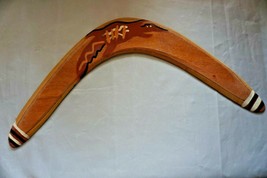 Vintage Original Wooden Boomerang Handmade Hand Painted Light Wood 16&quot; - $37.59
