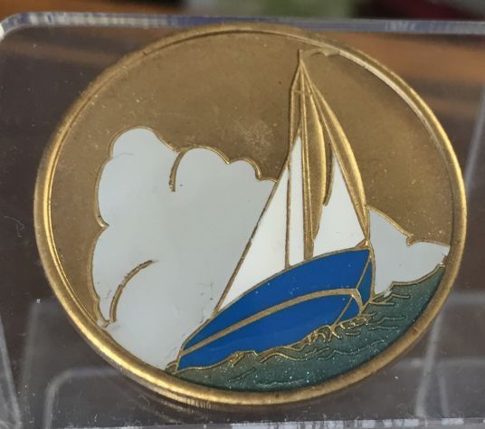 Sailboat Recovery Medallion Chip Coin AA NA Color Blue White Sober Sobriety