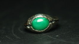Rare GREEN DRAGON Antique Malachite Silver Ring, haunted by izida, no Djinn  - $333.00