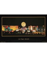 Las Vegas NV Poster Historical Full Moon Over Strip US Seller 15&quot; X 26&quot; ... - $11.75