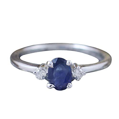 Sapphire, CZ Gemstone 925 Sterling Silver Bezel Antique Wedding Engagement Ring