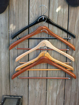 5 @ Suit Coat Hangers Wood Metal Swivel Hooks Pants Bar High quality - $24.99