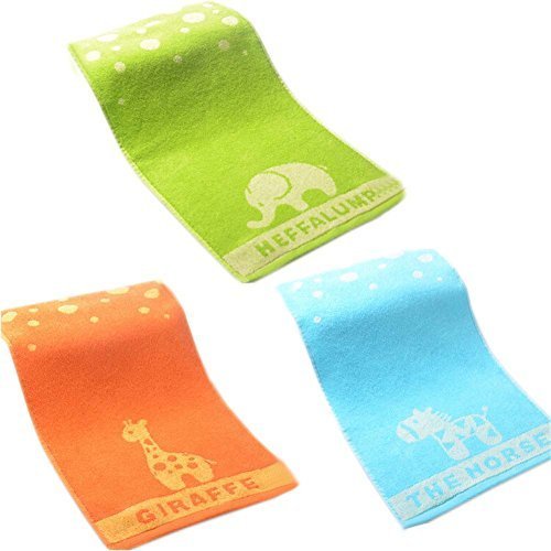 Set of 3 Cartoon Animals Cotton Baby Washcloths Soft Face Towels for Kids