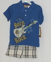 Little Rebels Boys Two Piece Born 2 Rock Shirt Shorts Outfit 24 Months image 1