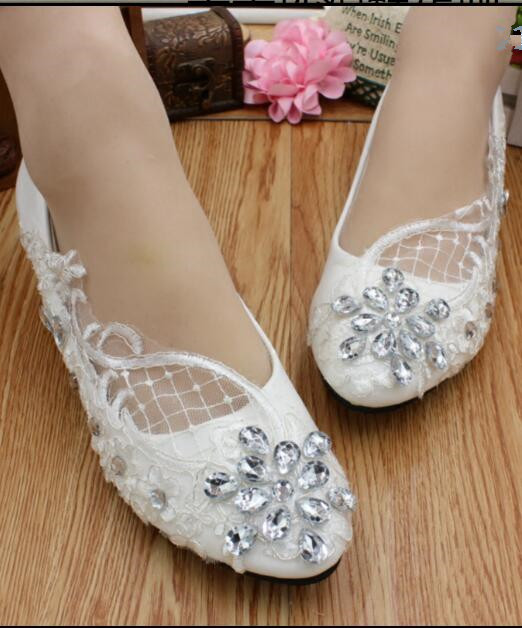 Women Ivory White Lace up Wedding/Bridal Low Heel Shoes US 4,5,6,7,8,9,10,11