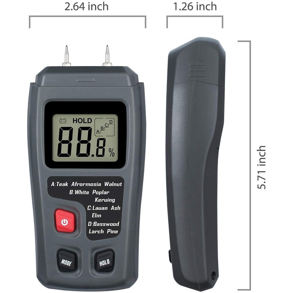 Digital Display Moisture Meter Handheld Log Hygrometer Timber Damp