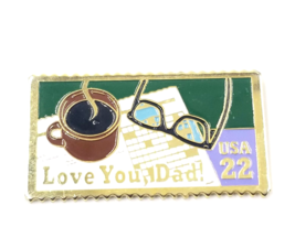 VTG USPS Love You Dad USA 22 Cent Father&#39;s Day Stamp Enamel Pin Eyeglass... - $12.99