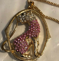 Betsey Johnson designer  pink leopard pendant necklace jewelry Gorgeous New - $37.13