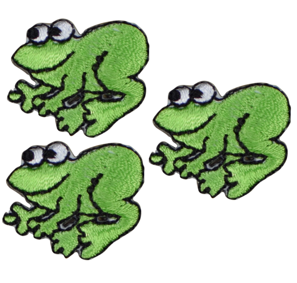 Mini Frog Applique Patch - Amphibian Animal Badge 1 (3-Pack, Iron on)