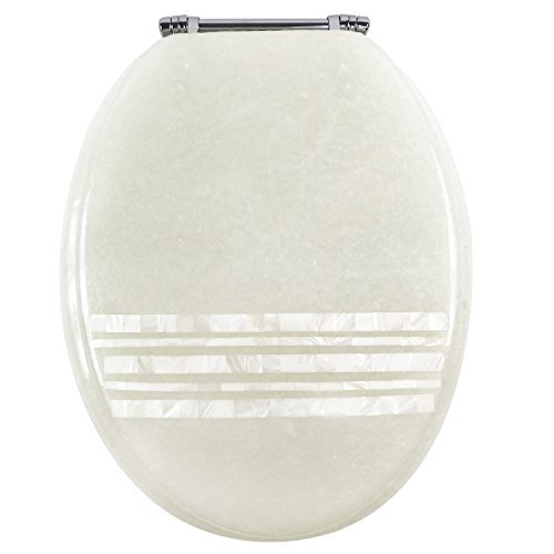 Ginsey Elongated Resin Toilet Seat with Chrome Hinges, Mother of Pearl