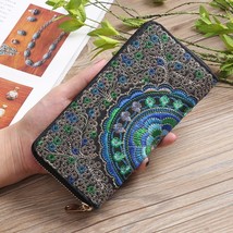 Ethnic Embroidery Flower Zipper Clutch Wallet Handbag Women Long Purse B... - $23.23