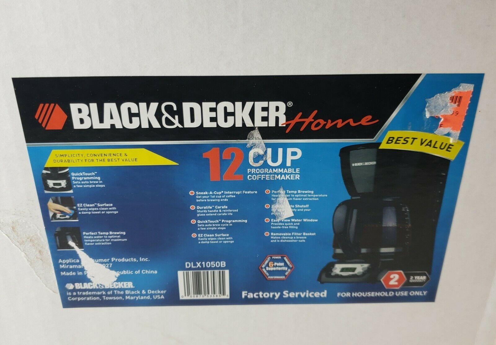 Black+Decker DLX1050B 12Cup Programmable Coffeemaker EZ Clean NEW