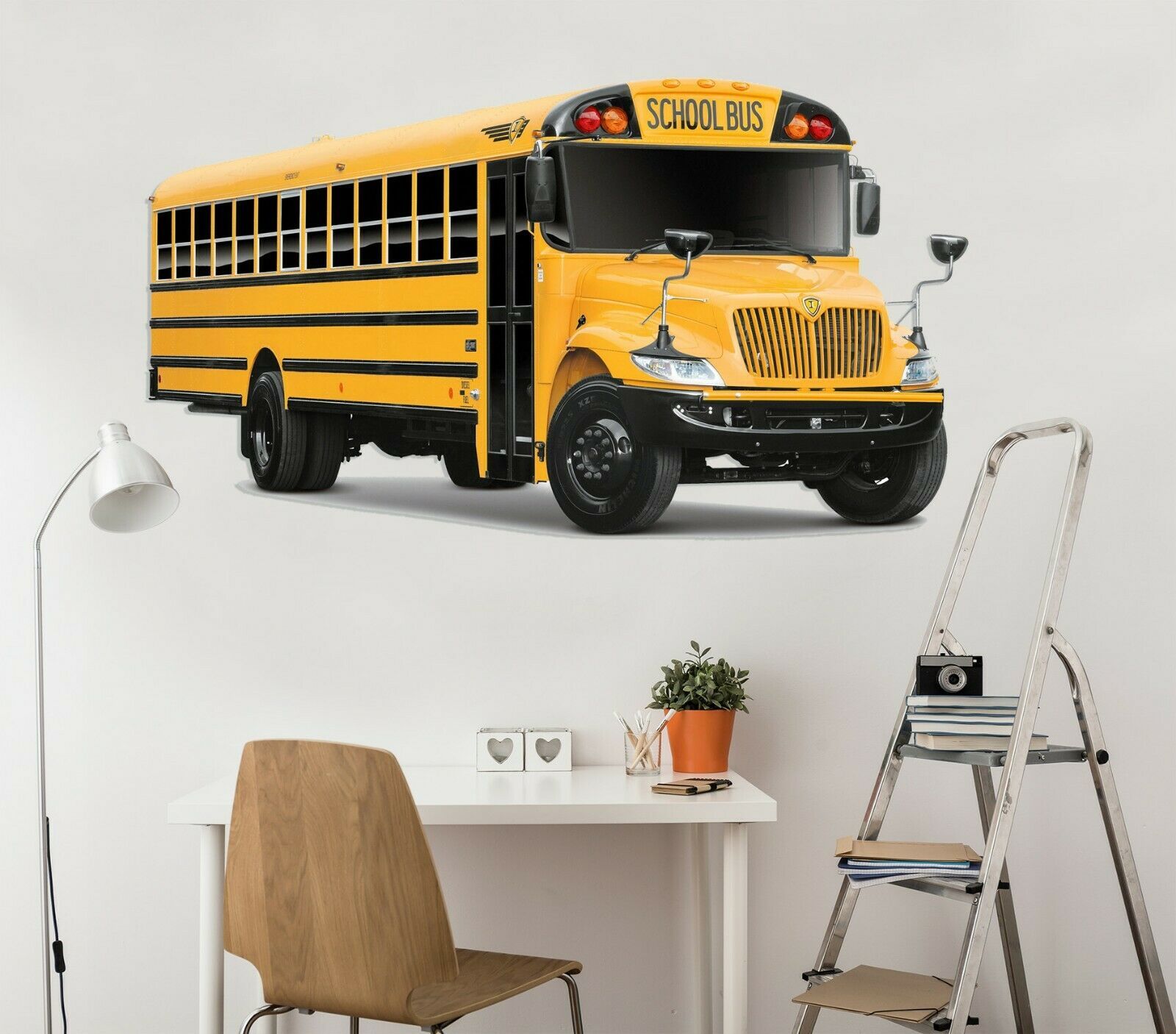 3D School Bus T312 Car Wallpaper Mural Poster Transport Wall Stickers
