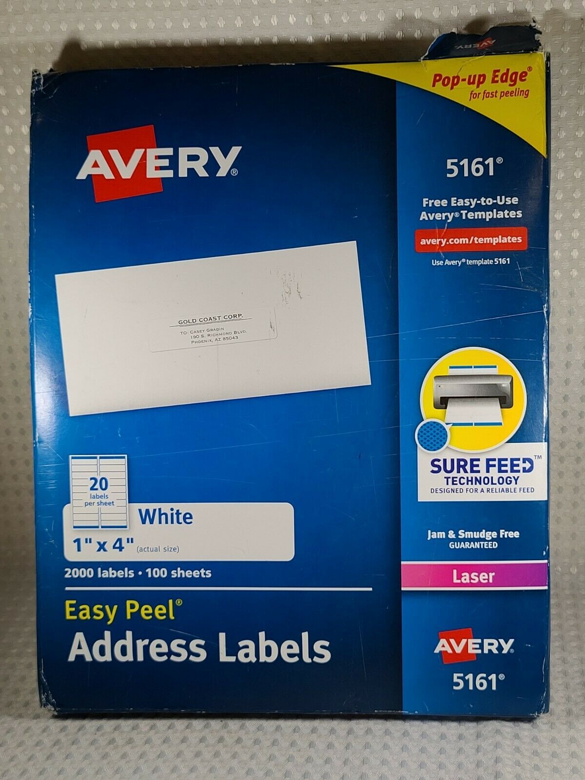  Avery  5161 White Easy Peel Address Labels  1  x  4  2000 