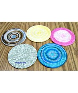 Light Colored Coasters, Plastic Canvas, Handmade, Cross Stitch, Round, S... - $18.00
