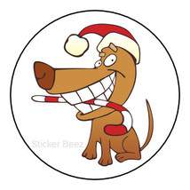 30 CHRISTMAS CUTE DOG Stickers Envelope Seals Cupcake Toppers Labels 1.5... - $1.95