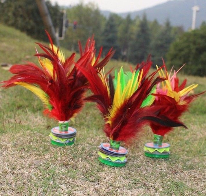 3 pcs Pack Colorful Feather Kicking Shuttlecock Exercise Outdoor Chinese Jianzi