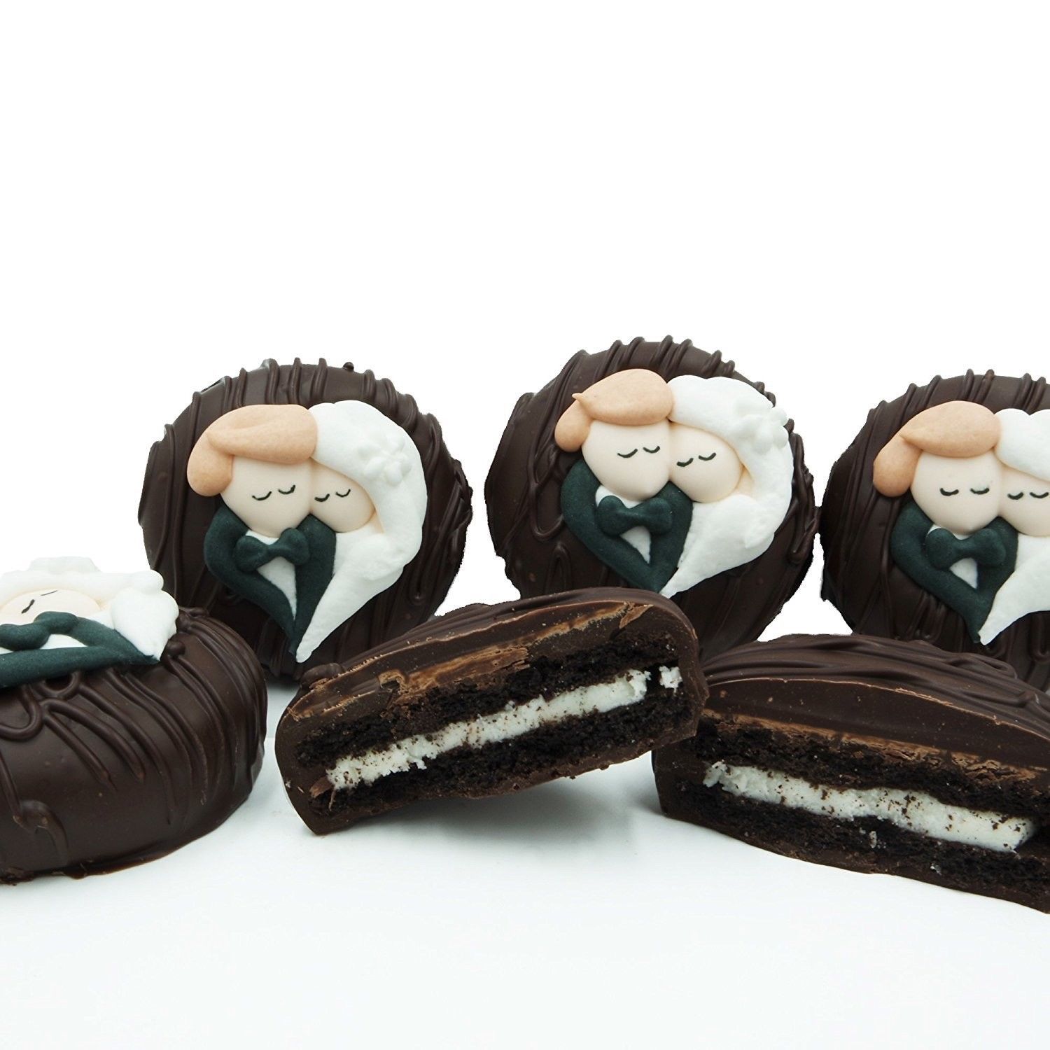 Philadelphia Candies Wedding Bride Groom Heart Dark Chocolate OREO® Cookies Gift