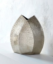 Silver Nickel Finish Vase Uniquely Shaped 11" High Aluminum Home Decor Flowers
