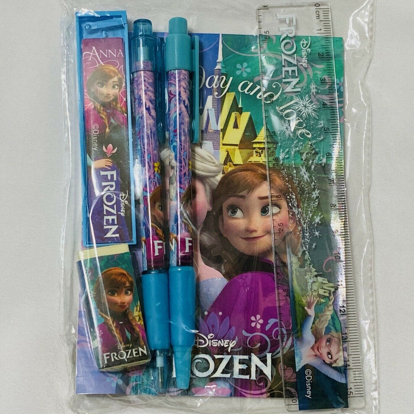 Disney Frozen Super Stationery Set 16 Pcs Pencils Pens Notepad Elsa Anna Kit 