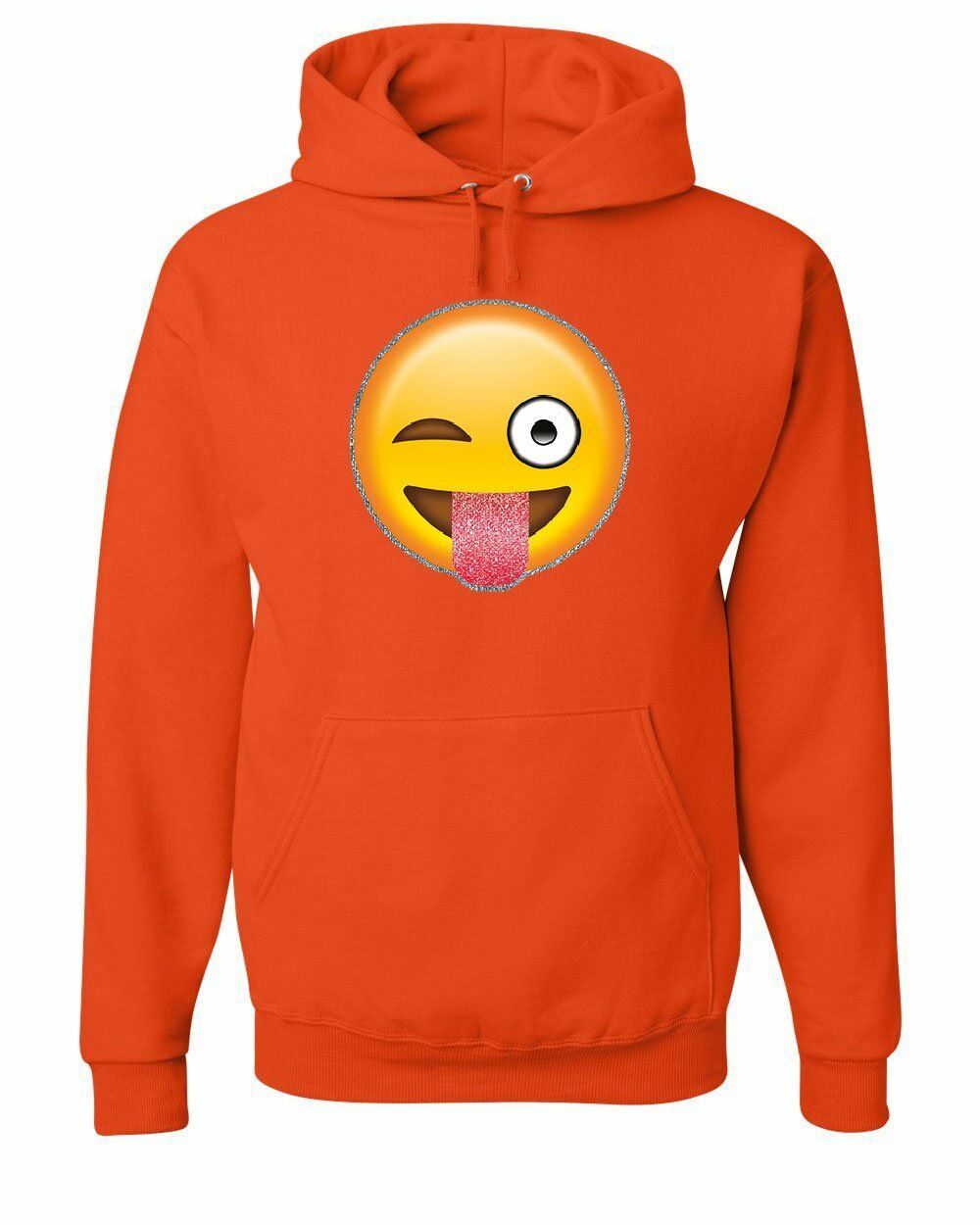 Wink Emoji Hoodie Glitter Cute Smiley Face Emoticon Pop Culture