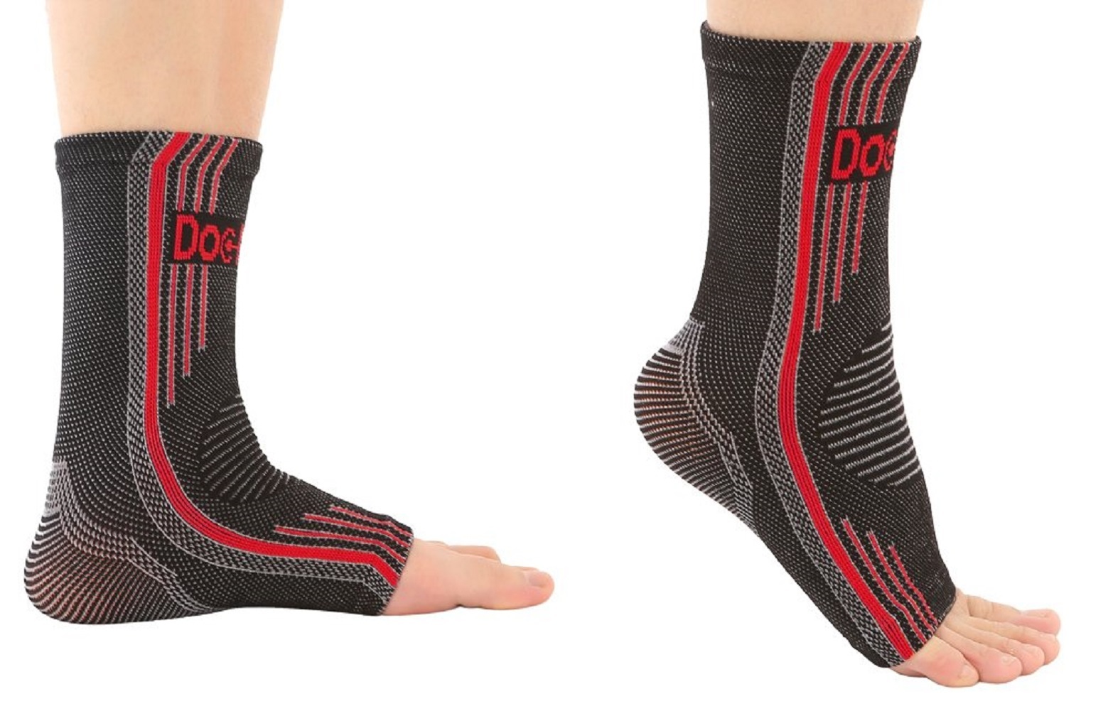 Doc Miller Ankle Brace Compression - Support Sleeve 1 Pair for Injury (Red, S)