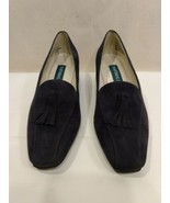 Naturalizer Tassel Block Pump Heel Slip on Blue Suede Upper Leather 6 B - $24.97