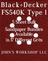 Black+Decker FS540K Type 1 - 1/4 Sheet - 17 Grits - No-Slip - 5 Sandpaper Bundle - $7.49