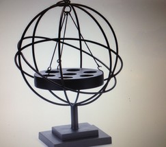 Seven Tealight Holder Freestanding Sphere or Hanging 22" High Iron Black Candle image 2