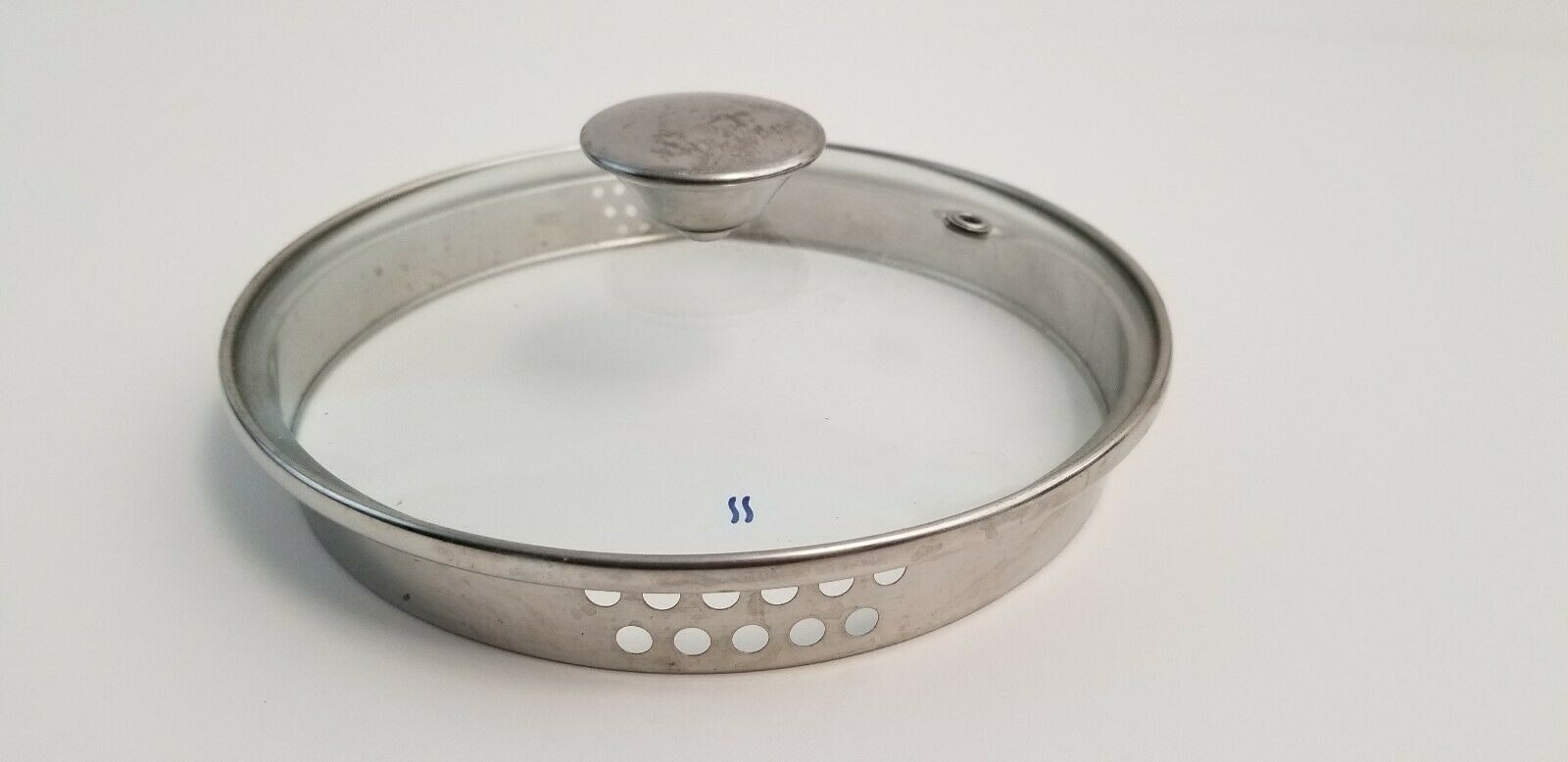 Glass Pot Pan Lid Vented Strainer Round Handle 7 Inch Inner Lip 7.5