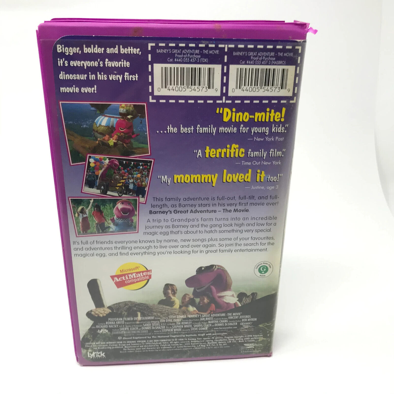 Barney Great Adventure The Movie Vhs Tape Clamshell Barneys First Movie Vhs Tapes