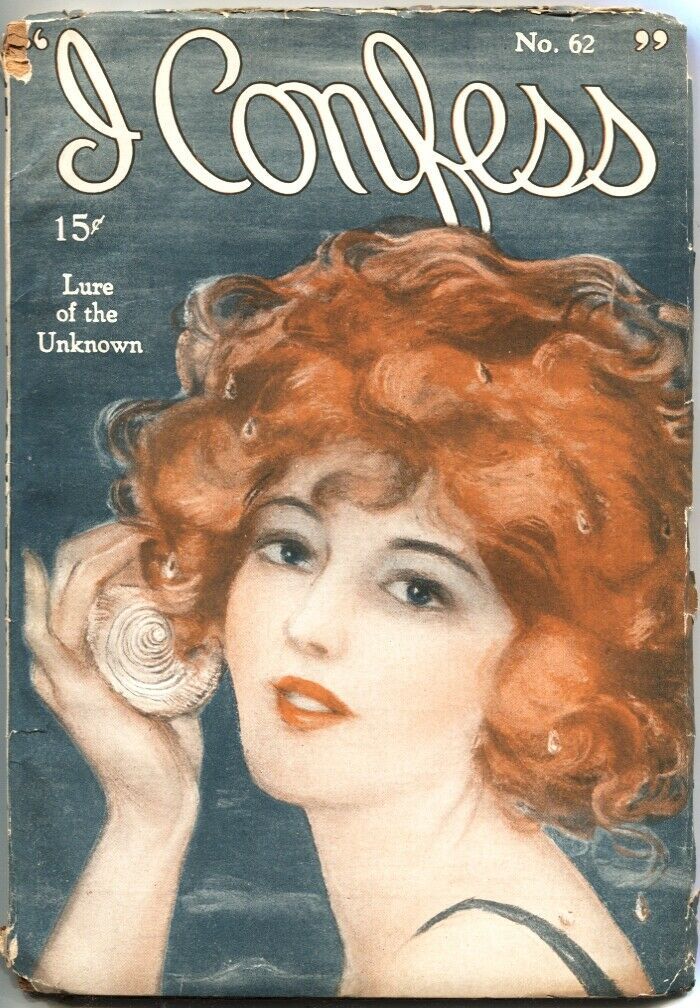 I Confess June 1924 Spicy Pin Up Girl Cover Vintage Pulp Fiction 