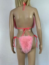 Fox Fur Bikini Double Sided Fur Two Pieces Bikini Fur Top And Panties Pink Color image 2