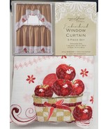 3pc. Embroidery Curtains Set: 2 Tiers &amp; Swag (60&quot;x36&quot;) BASKET OF APPLES,... - $21.77