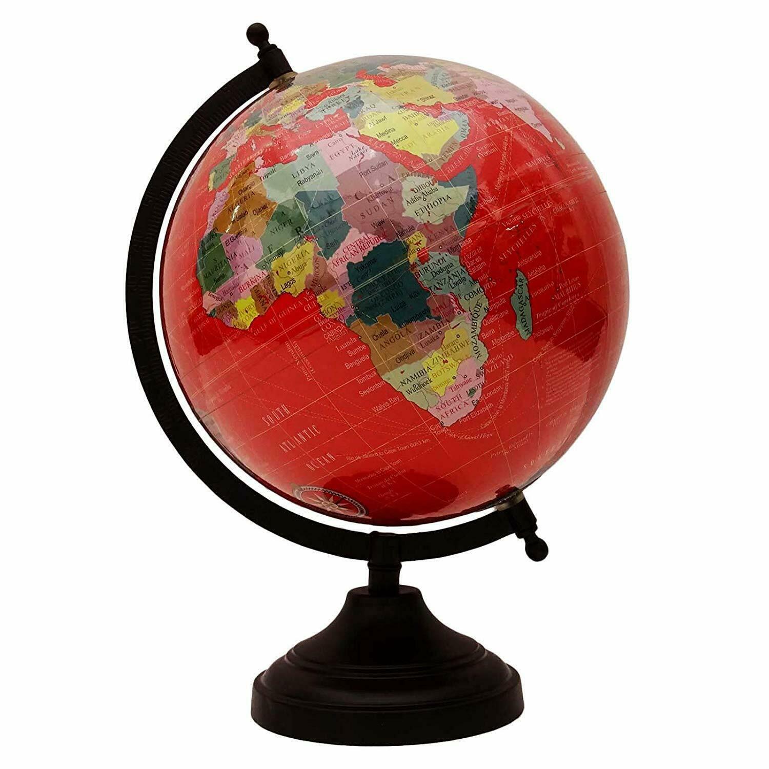 Primary image for Table Top World Globe Red Decorative Desk Decor Tabletop Display 8 Inch