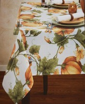 Printed Linen Tablecloth 60 X 104" Oblong,Autumn Harvest,Fall,Pumpkin Trellis,Bm - $27.71