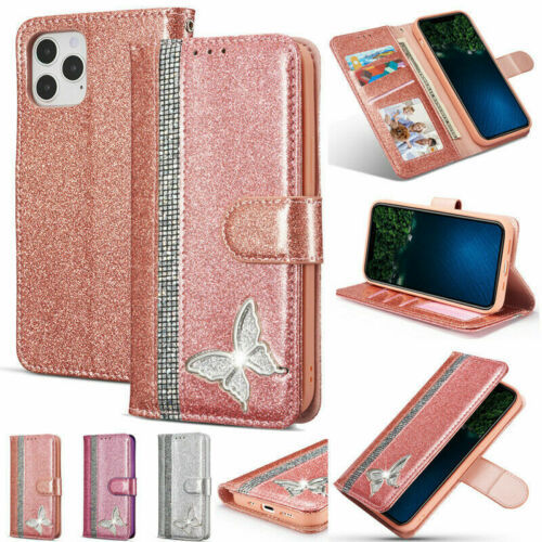 For iPhone 13 12 Pro Max XR 7 8+ Glitter Magnetic Leather Wallet Flip Case Cover