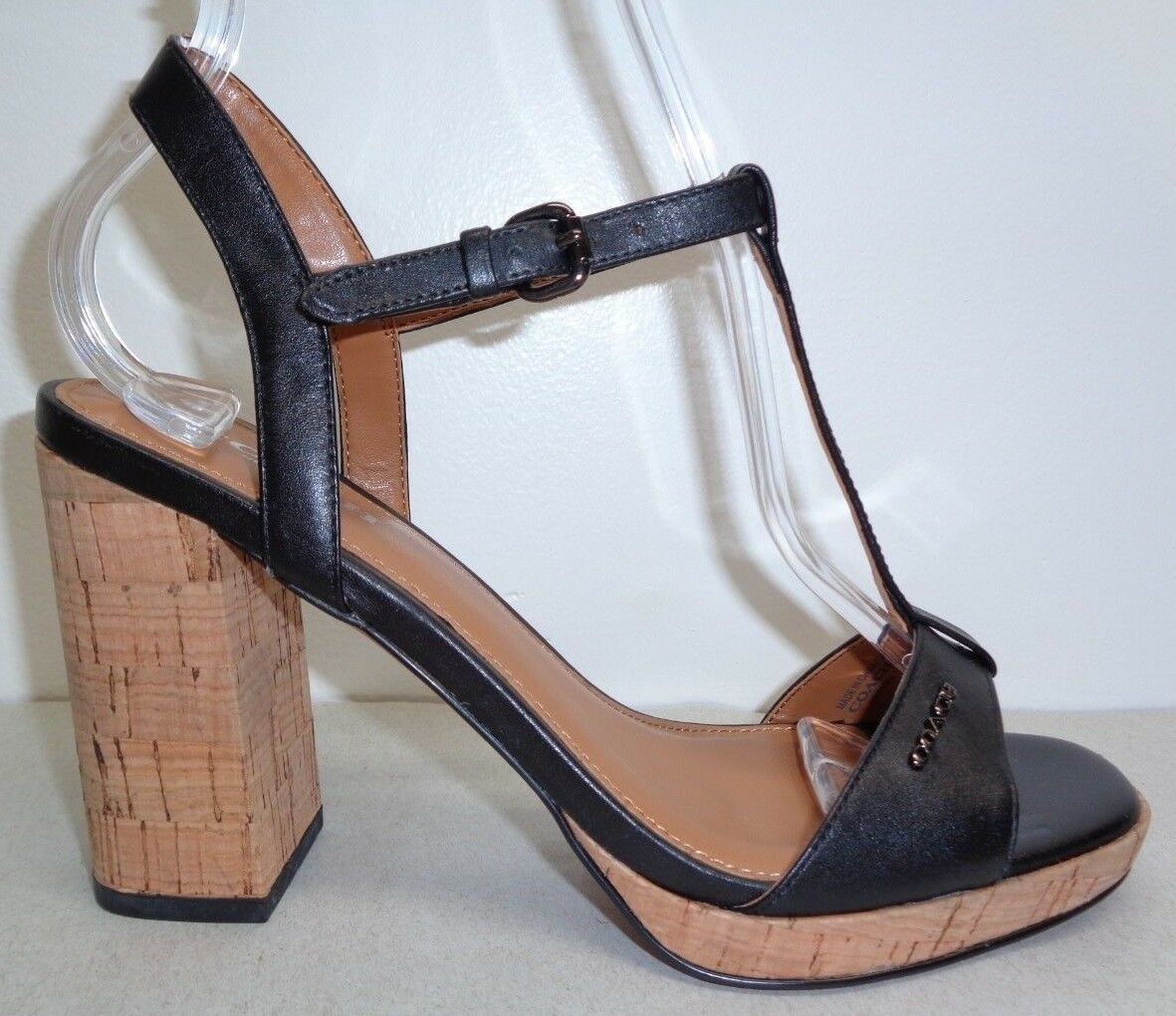 Coach Size 9.5 M BRIANNA Black Leather Heels Sandals New Womens Shoes - $81.13