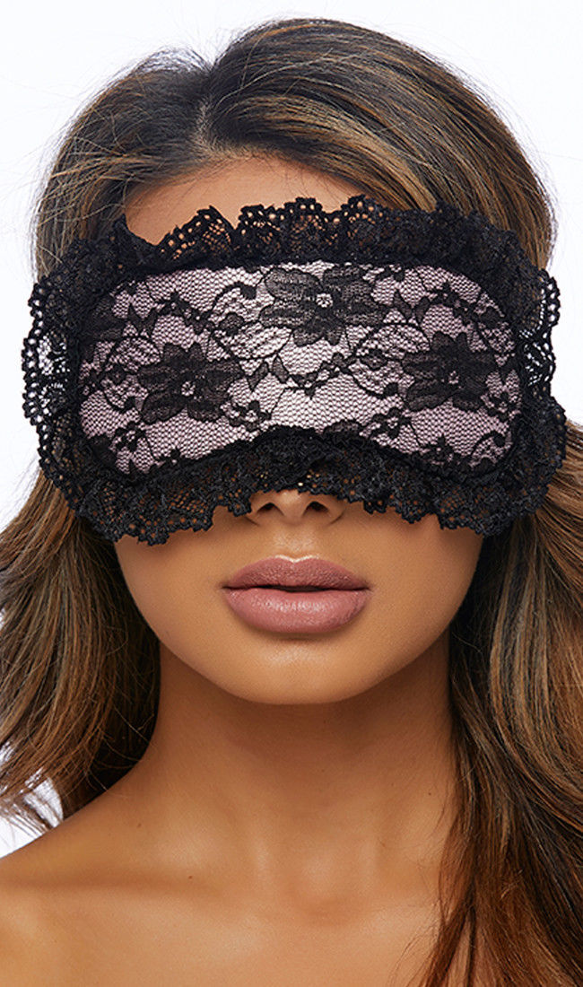 Satin Lace Sleep Eye Mask Blindfold Ribbon Tie Back Padded Pink Black ...